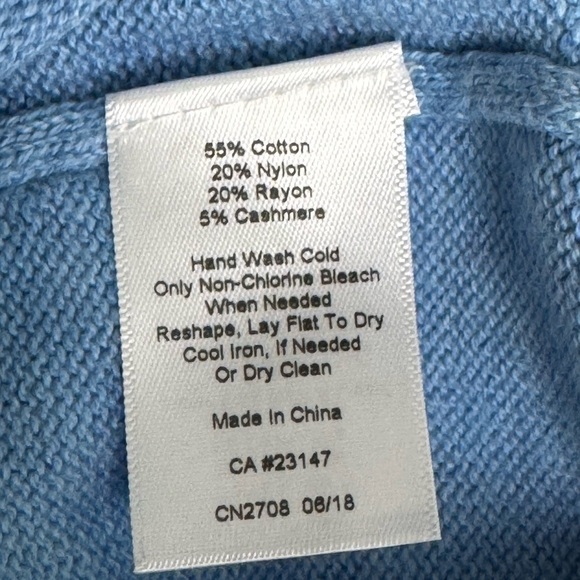 NWT Talbots Cable-Yoke Cotton/Cashmere Blend Sweater in Light Blue‎ Size Large - Picture 7 of 8